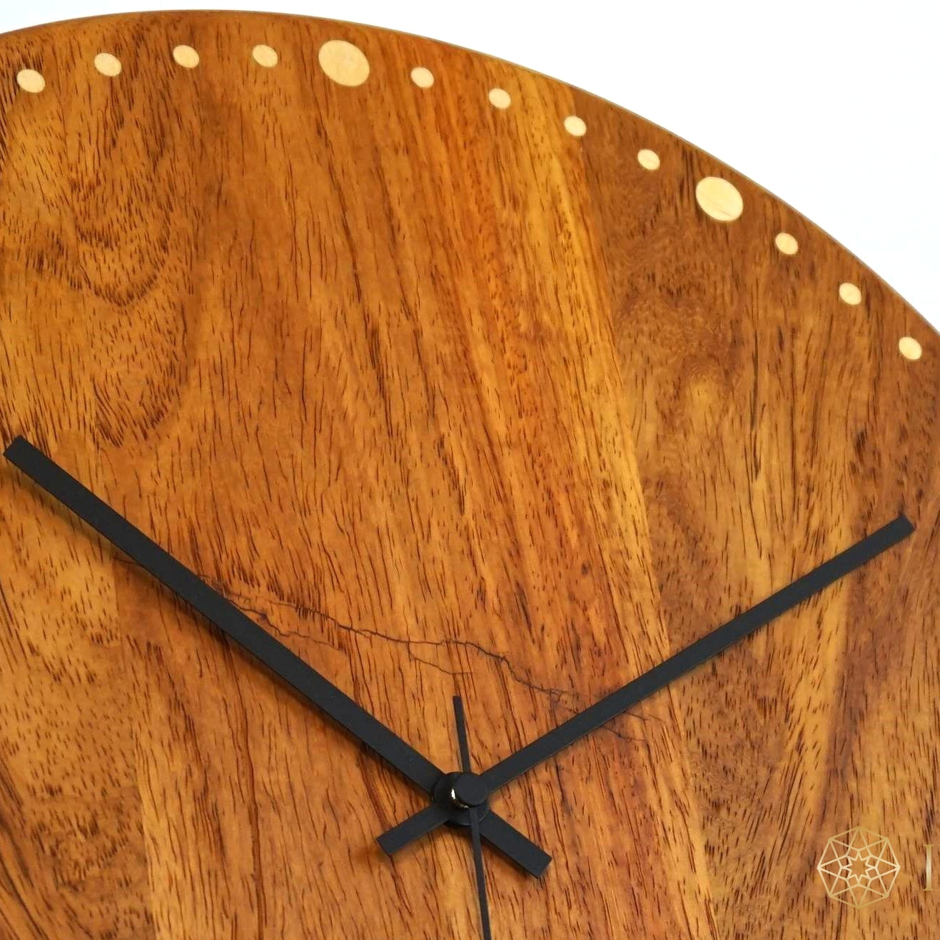 Solstice – Rosewood Wall Clock with Round Maple Inlays
