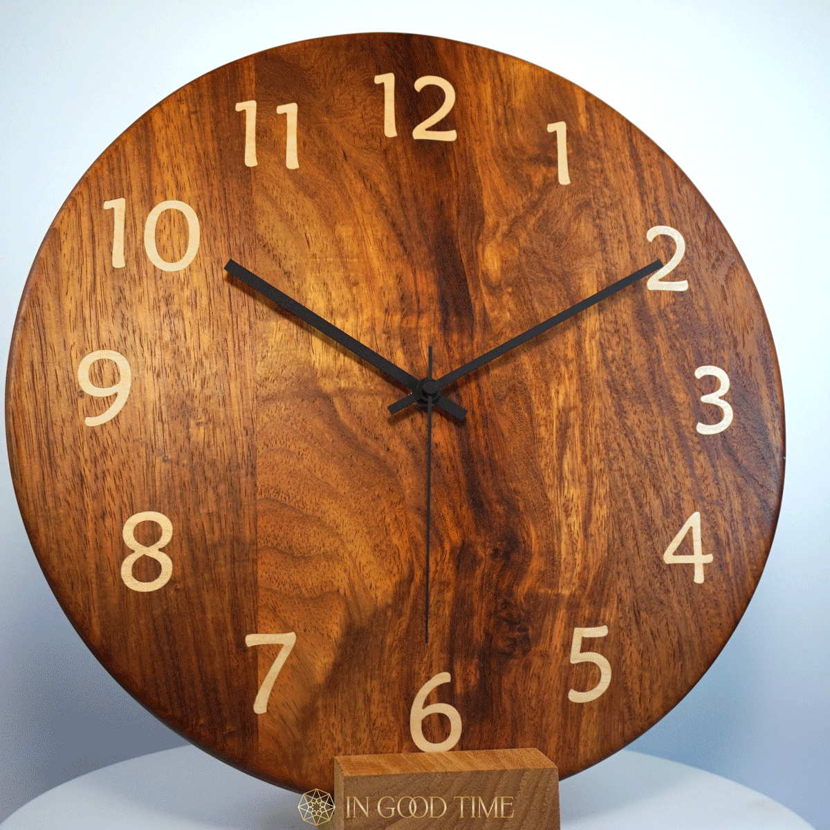 Clarity – Rosewood Wall Clock with Maple Inlaid Numerals