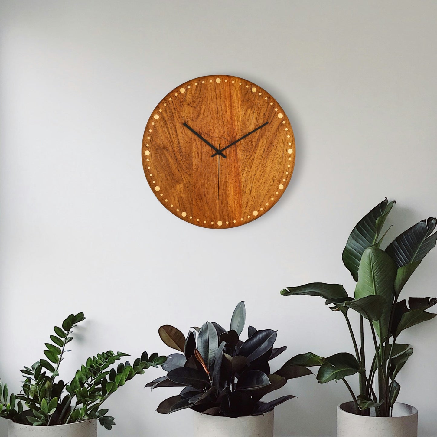 Solstice – Rosewood Wall Clock with Round Maple Inlays