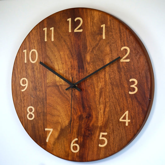 Clarity – Rosewood Wall Clock with Maple Inlaid Numerals